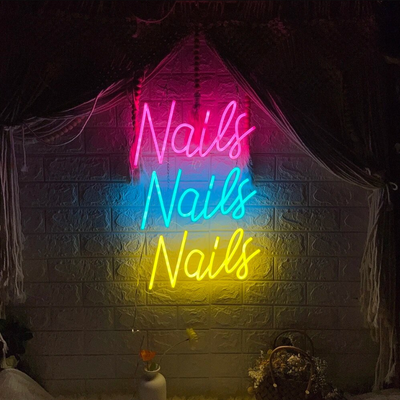 Custom Nails Neon Sign For Business, Company, Beauty Nail, Eyebrow Salon