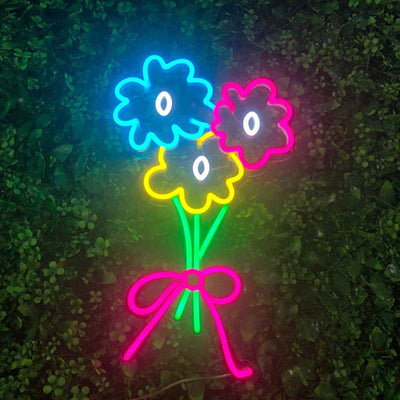 popping flowers-custom three colorful flowers for baby's room light decor led neon sign