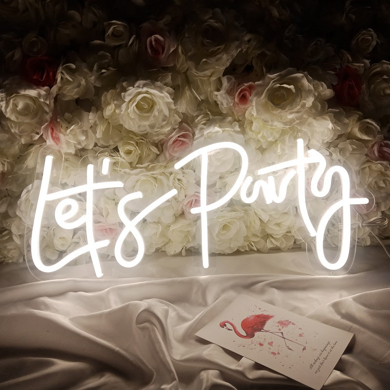 lets party neon sign birthday, wedding neon sign