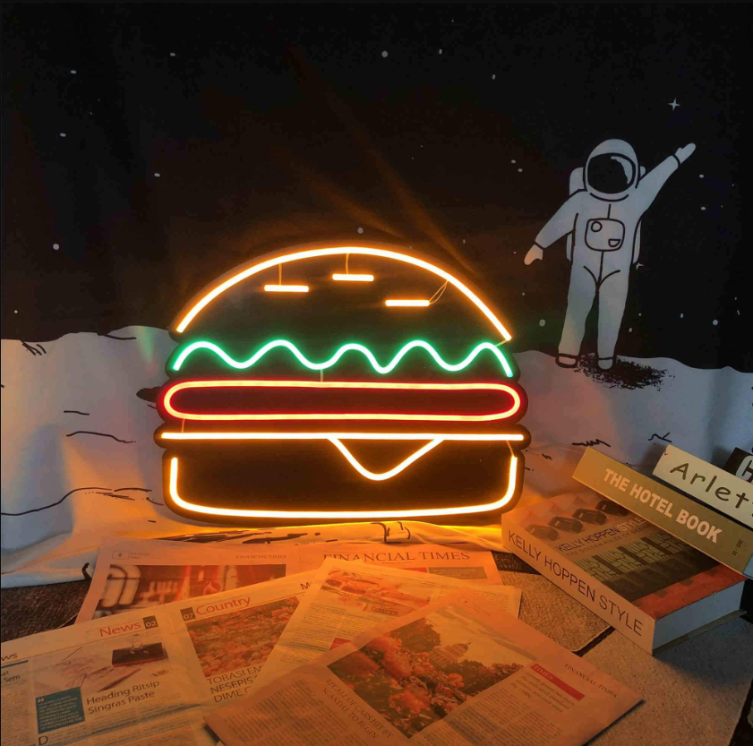 Hamburger Neon Restaurant Shop Signs LED Neon Signs LUCKYNEON