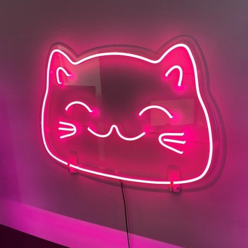 Lucky Cat Neon Sign Japan Cute Nya Cat Neon Sign Anime Game