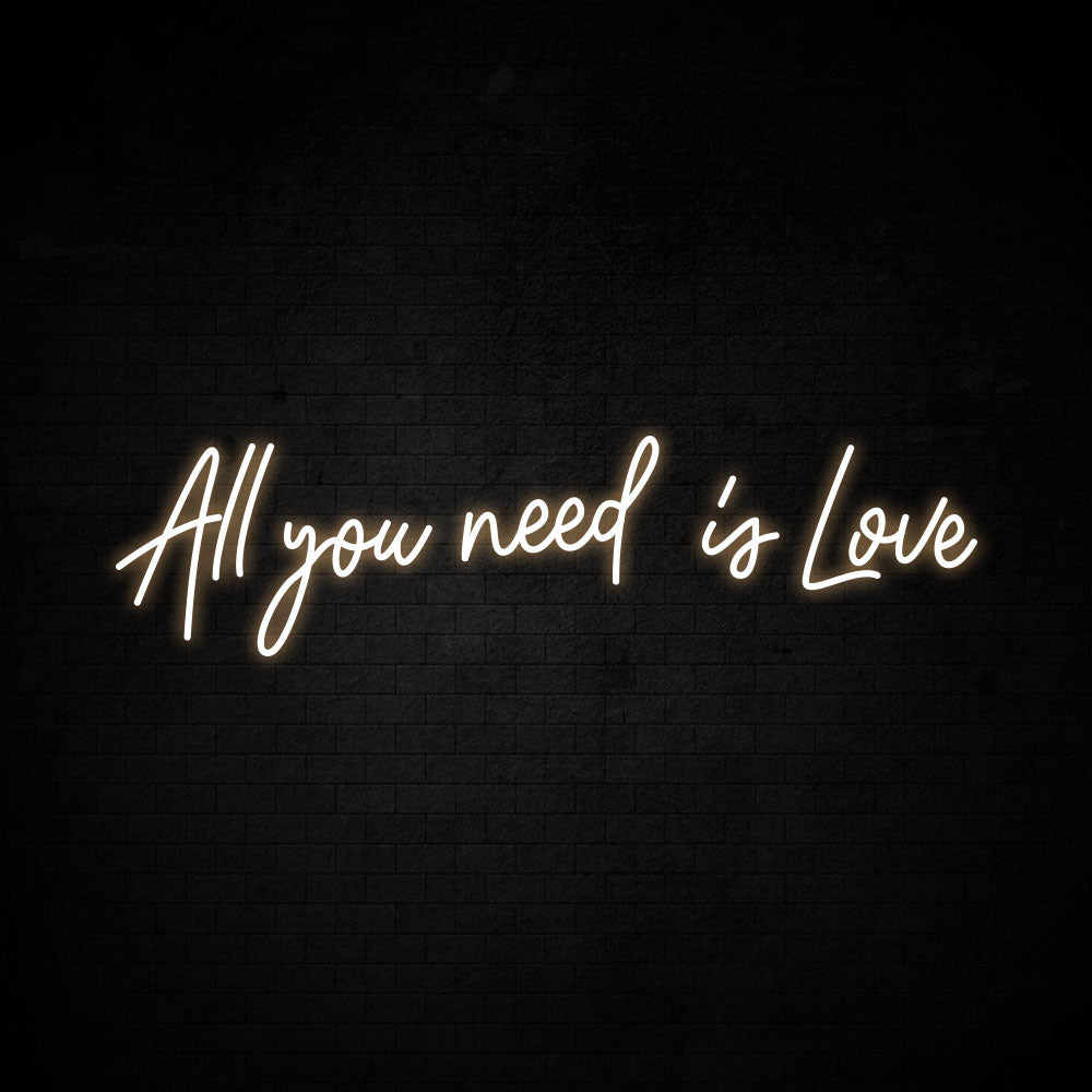 All You Need is Love" Neon Love Sign LED Light, Love Shaped, Decor Light, Wall Decor for Bedroom, Birthday Party, Living Room, Wedding Party Decoration, Battery Operated - White Neon