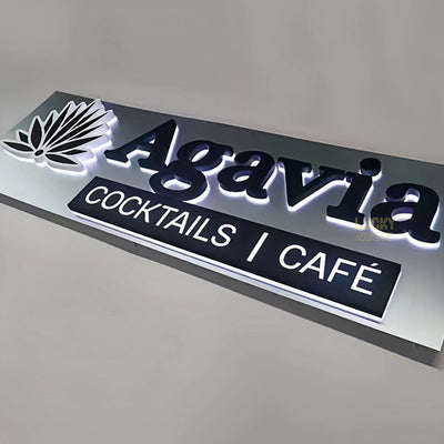 Custom 3D Backlit Logo Letters with Back Panel - Backplate Signs for Lobby & Reception