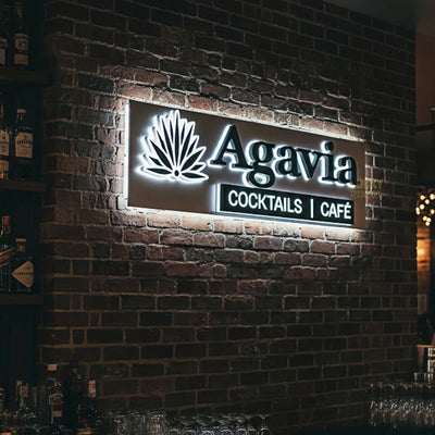 Custom 3D Backlit Logo Letters with Back Panel - Backplate Signs for Lobby & Reception