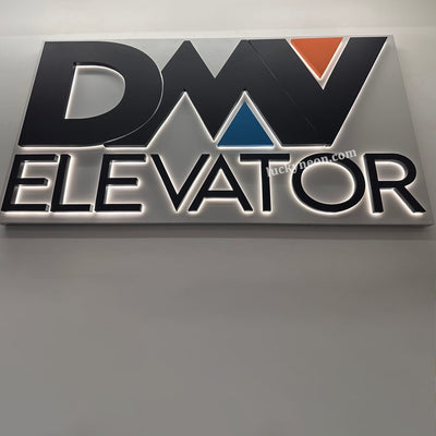 Custom 3D Backlit Logo Letters with Back Panel - Backplate Signs for Lobby & Reception