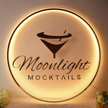 Acrylic Backlit Sign - Frosted Acrylic Sign With Gold Logo Gold Mirror Letter