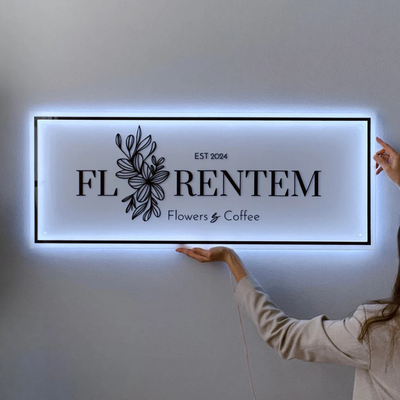 White Acrylic Backlit Sign - Custom Acrylic Business Sign With Logo Metal Letter