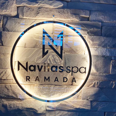 Acrylic Backlit Sign - Frosted Acrylic Sign With Gold Logo Gold Mirror Letter