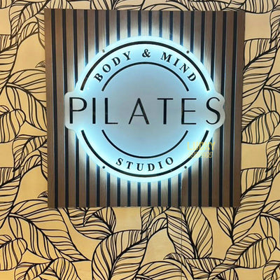 Acrylic Backlit Sign - Black Acrylic Sign With Gold Logo Gold Mirror Letter
