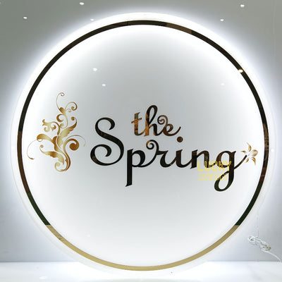 Acrylic Backlit Sign - Black Acrylic Sign With Gold Logo Gold Mirror Letter