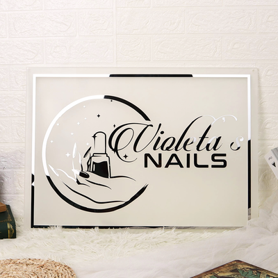 Acrylic Backlit Sign - Rectangle Acrylic Sign With Gold Logo Gold Mirror Letter