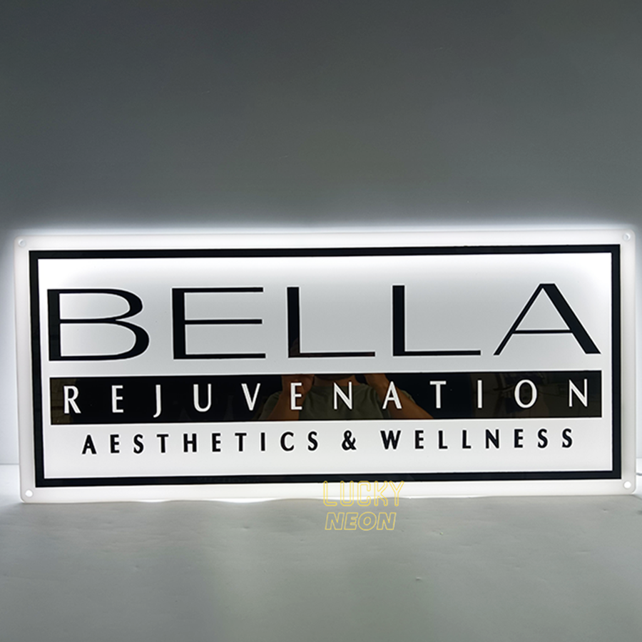 White Acrylic Backlit Sign - Custom Acrylic Business Sign With Logo Metal Letter