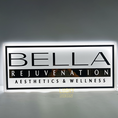 White Acrylic Backlit Sign - Custom Acrylic Business Sign With Logo Metal Letter