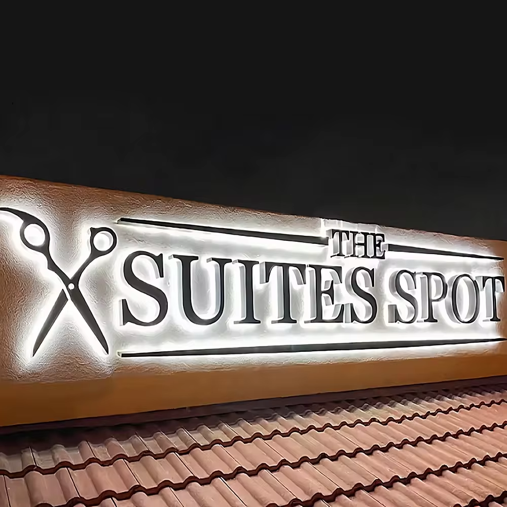 Brading Sign Custom 3D Metal Backlit Signs – Stainless Steel Business Signs for Off ...