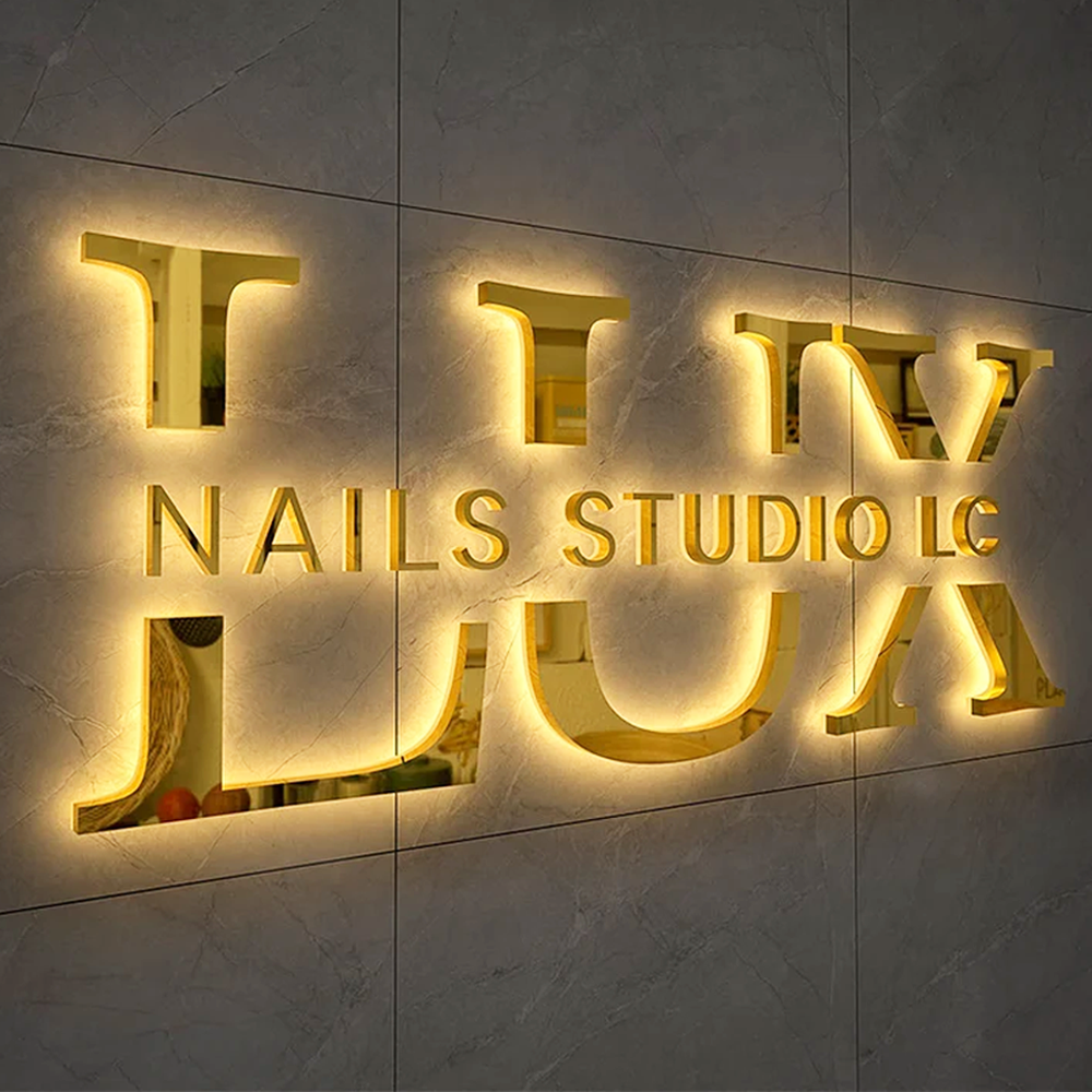 Mirror Stainless Steel Backlit Channel Letters, Custom 3D Metal Backli ...