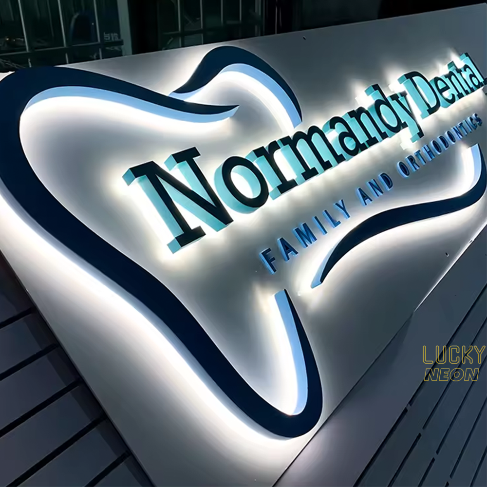 3D Backlit Channel Letters - Illuminated Metal Wall Logo Sign for ...