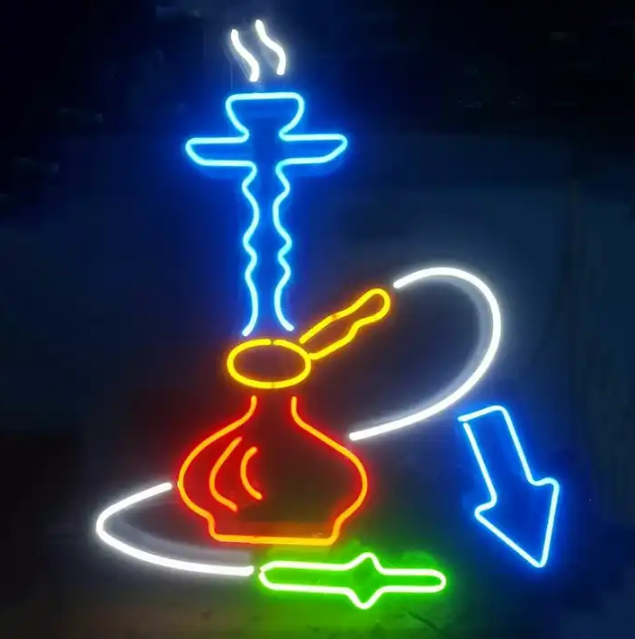 Light Up Sign Hookah Neon Sign – LED Wall Light, Dimmable, 17x8 Inches ...