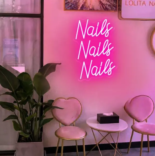 Custom Nails Neon Sign For Business, Company, Beauty Nail, Eyebrow Salon