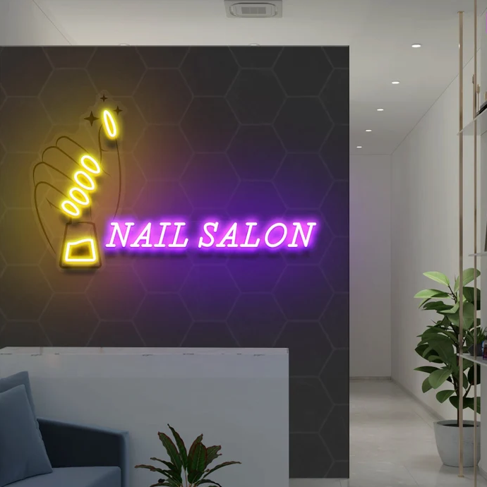 Neon Sign Nails💗 Shop Custom Press on Nails Link in bio 🥰 #fyp #nail