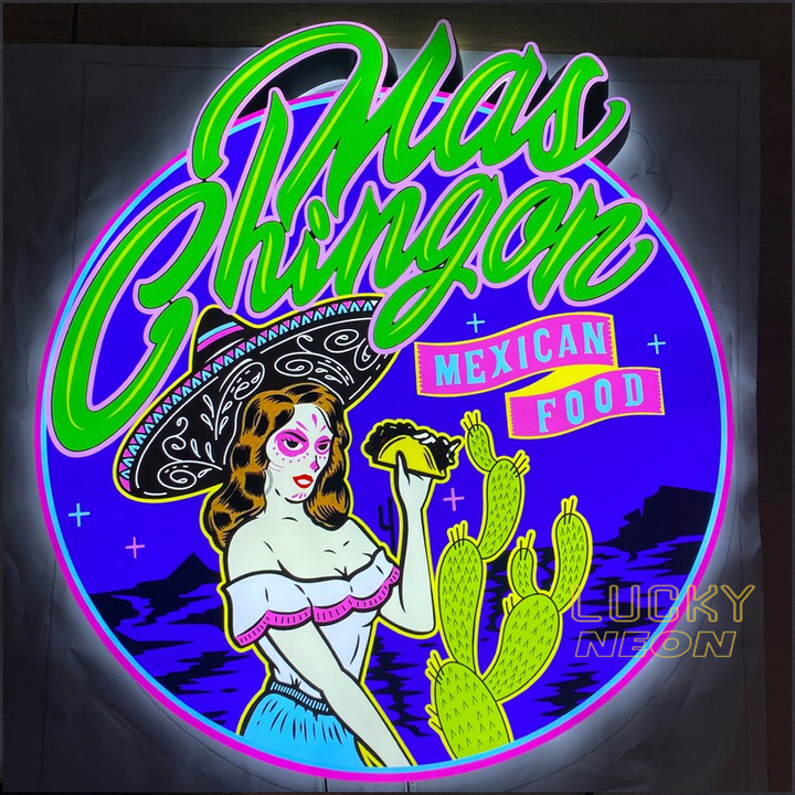 Round Front Lit Acrylic Face Light Box - Custom Metal Display