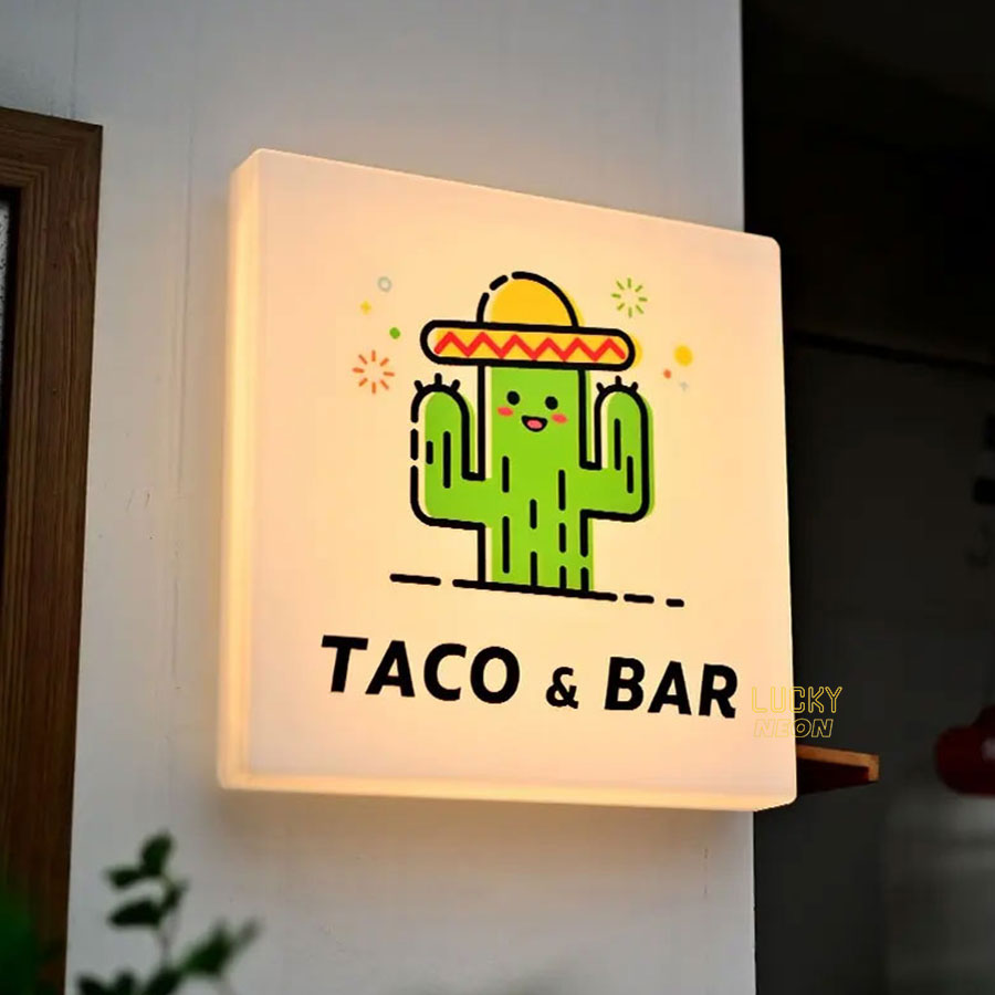 Double-Sided Acrylic Light Box Sign with Custom Logo - LED Signage for Storefronts & Cafes