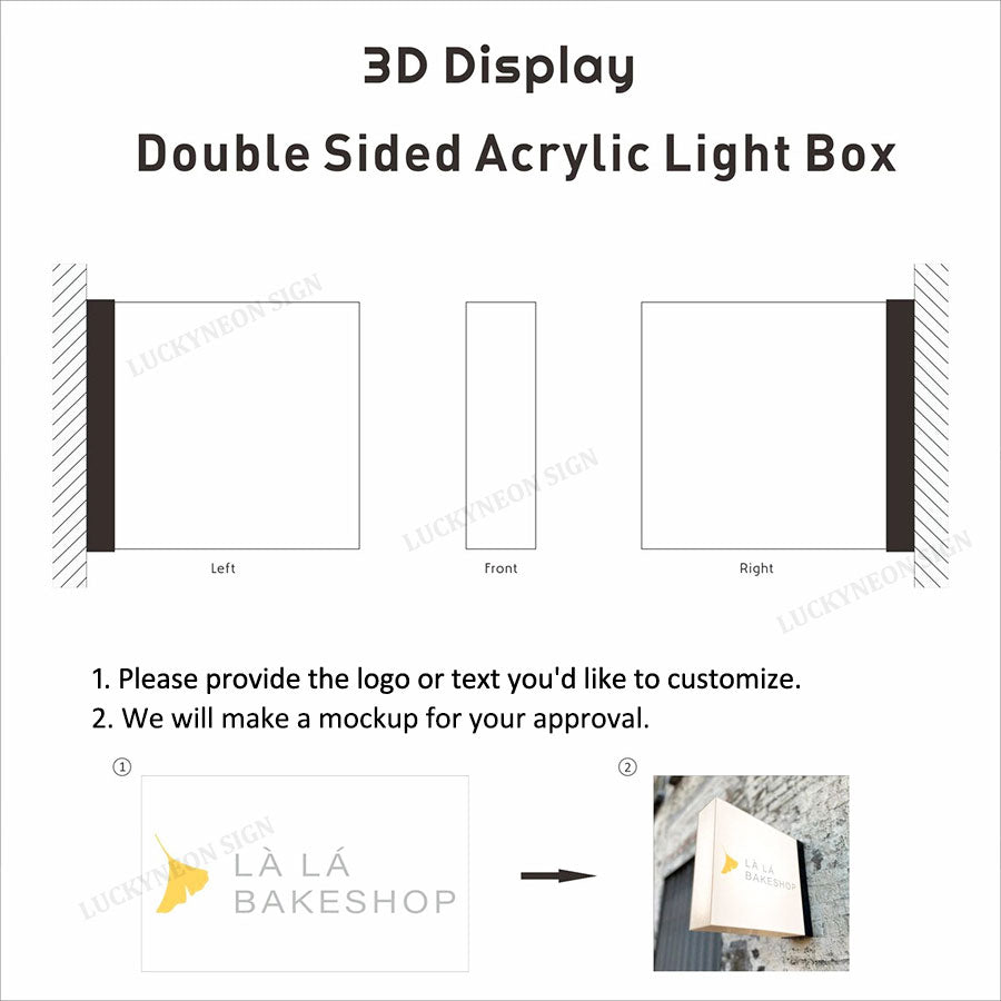 Double-Sided Acrylic Light Box Sign with Custom Logo - LED Signage for Storefronts & Cafes