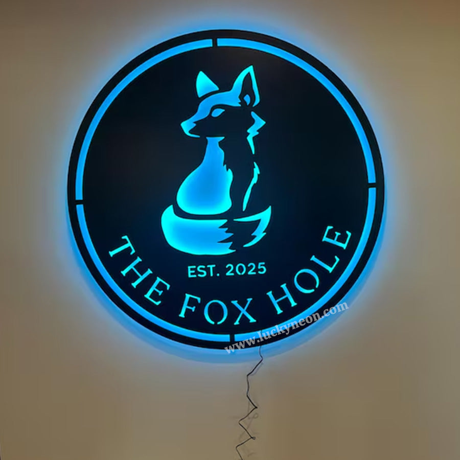 Custom Backlit Laser-Cut Metal Wall Sign for Interior & Business Decor