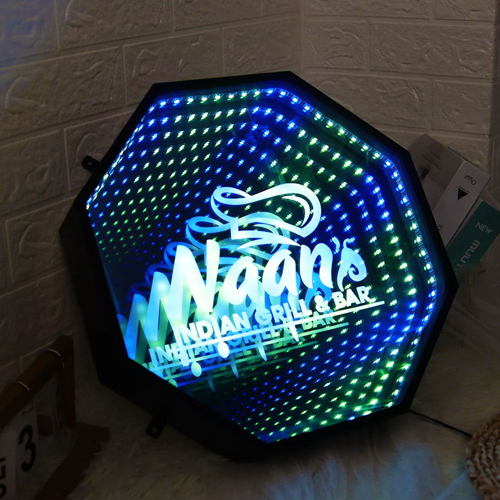 Custom Neon Mirror Light Box - Personalized Infinity Neon Mirror For Business