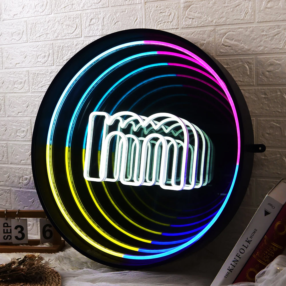 Custom Neon Mirror Light Box Personalized Infinity Neon Mirror Sign LUCKYNEON