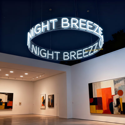 Custom Ceiling Neon Sign, Hanging Round LED Sign for Business