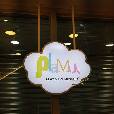 Custom LED Ceiling Hanging Metal Lightbox Sign for Storefront Display