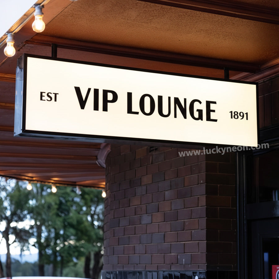 Custom LED Ceiling Hanging Metal Lightbox Sign for Storefront Display