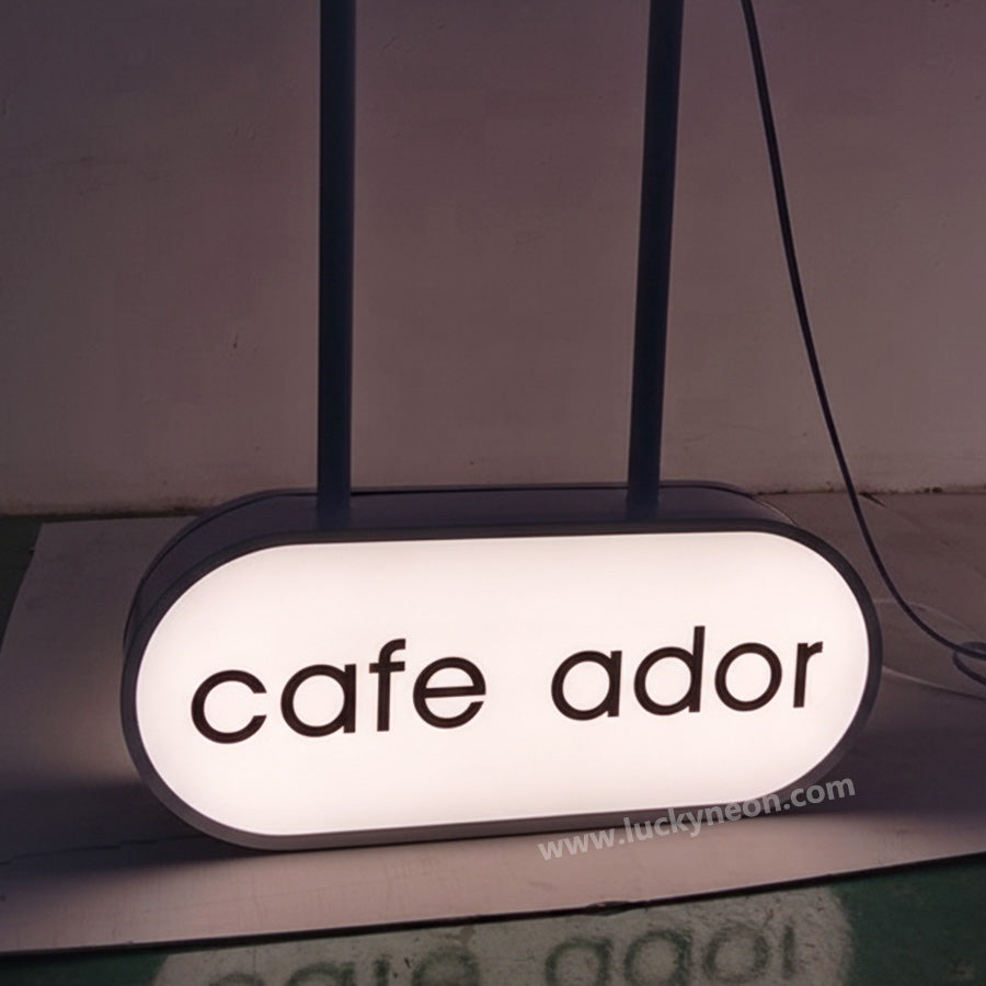 Custom LED Ceiling Hanging Metal Lightbox Sign for Storefront Display