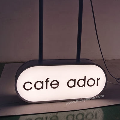 Custom LED Ceiling Hanging Metal Lightbox Sign for Storefront Display