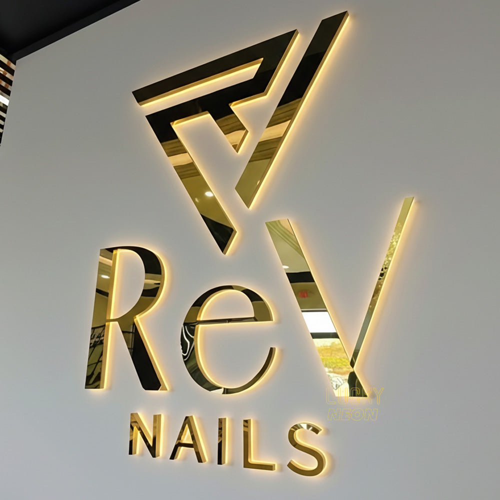 Custom 3D Metal Backlit Signs - LED Stainless Steel Business Signs ...