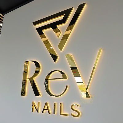 Custom 3D Metal Backlit Signs - LED Stainless Steel Business Signs ...