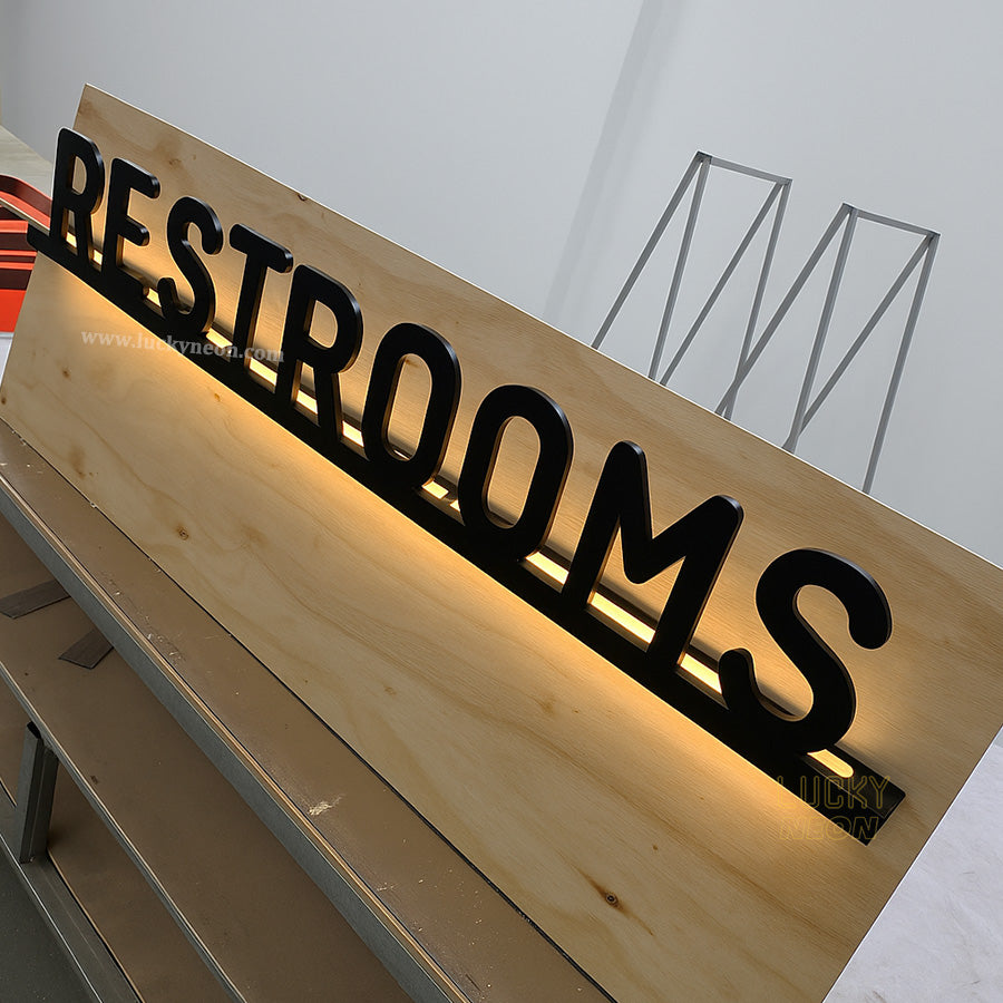 3D Metal Illuminated Restroom Signs - Custom Indoor Signs for Malls, Hotels