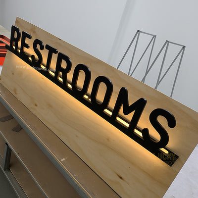 3D Metal Illuminated Restroom Signs - Custom Indoor Signs for Malls, Hotels