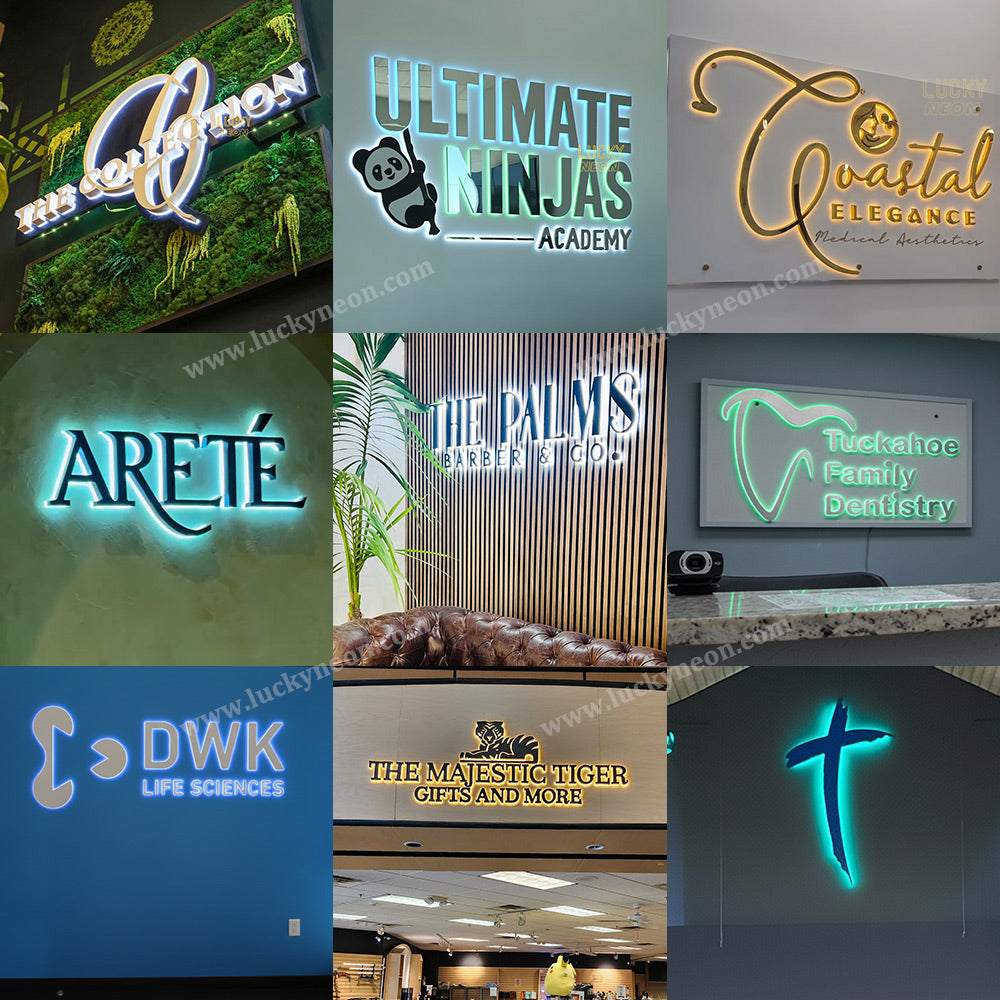 Personalized Custom 3D Metal Backlit Signs – Stainless Steel Business Signs for Offices, Storefronts, Receptions, and Salons