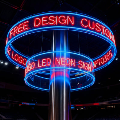 Custom Ceiling Neon Sign, Hanging Round LED Sign for Business