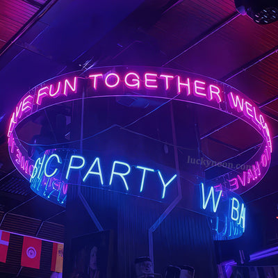 Custom Ceiling Neon Sign, Hanging Round LED Sign for Business