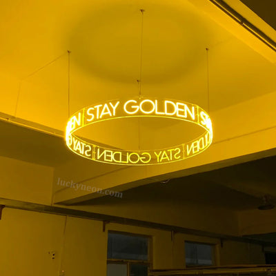 Custom Ceiling Neon Sign, Hanging Round LED Sign for Business