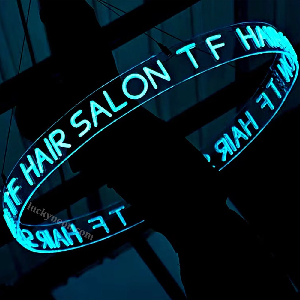 Custom Ceiling Neon Sign, Hanging Round LED Sign for Business