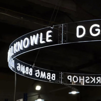 Custom Ceiling Neon Sign, Hanging Round LED Sign for Business