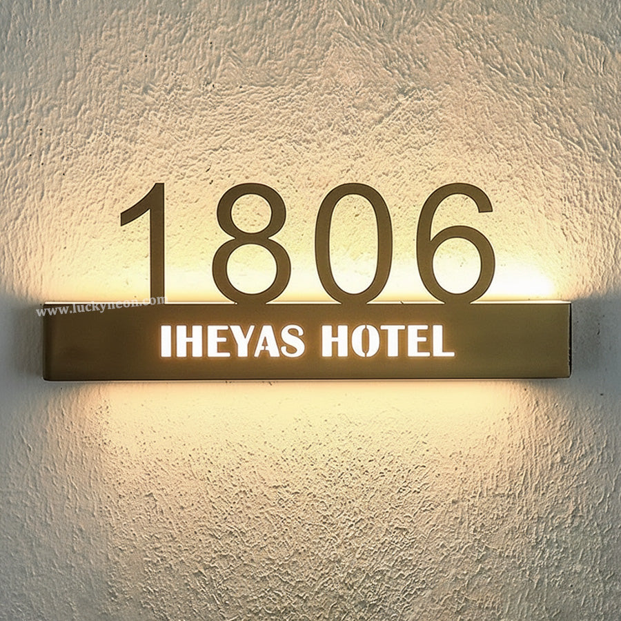Custom LED Metal Hotel Door Signs - Illuminated Room Numbers