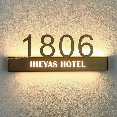 Custom LED Metal Hotel Door Signs - Illuminated Room Numbers