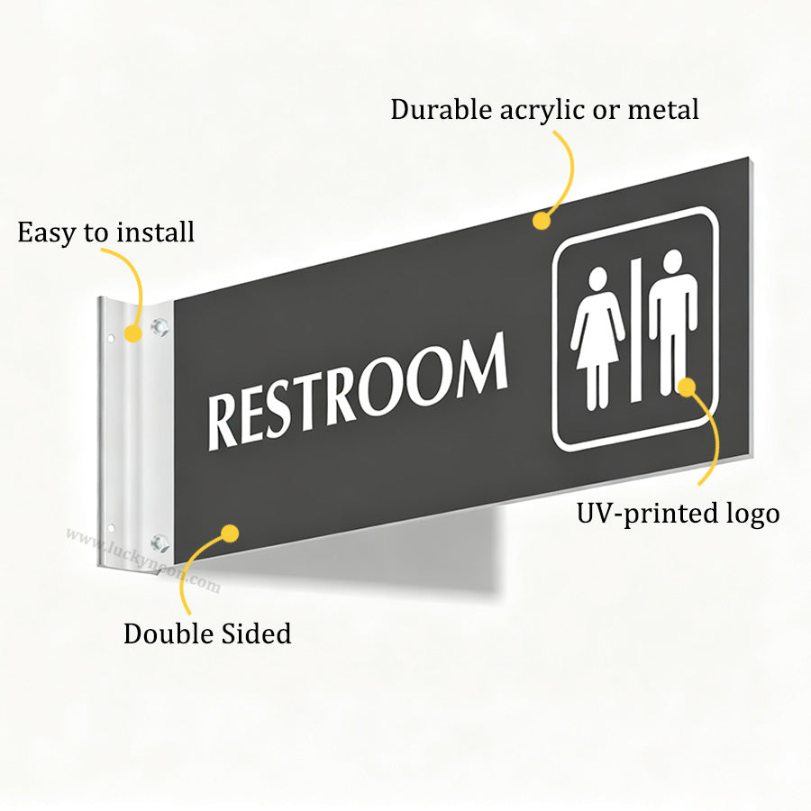 Custom Restroom Projecting Corridor Sign with Bracket Kit