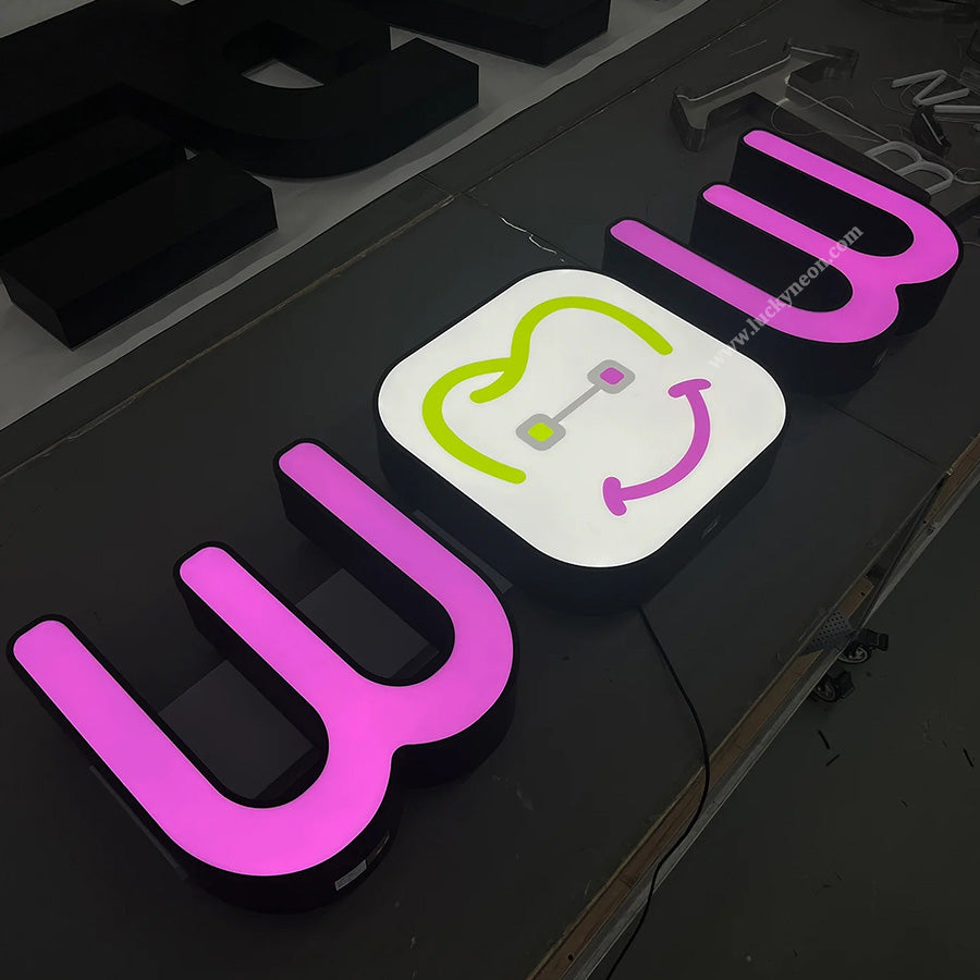 Custom 3D Front-Lit Business Sign - Face-Lit Channel Letters for Interior & Mall Storefronts