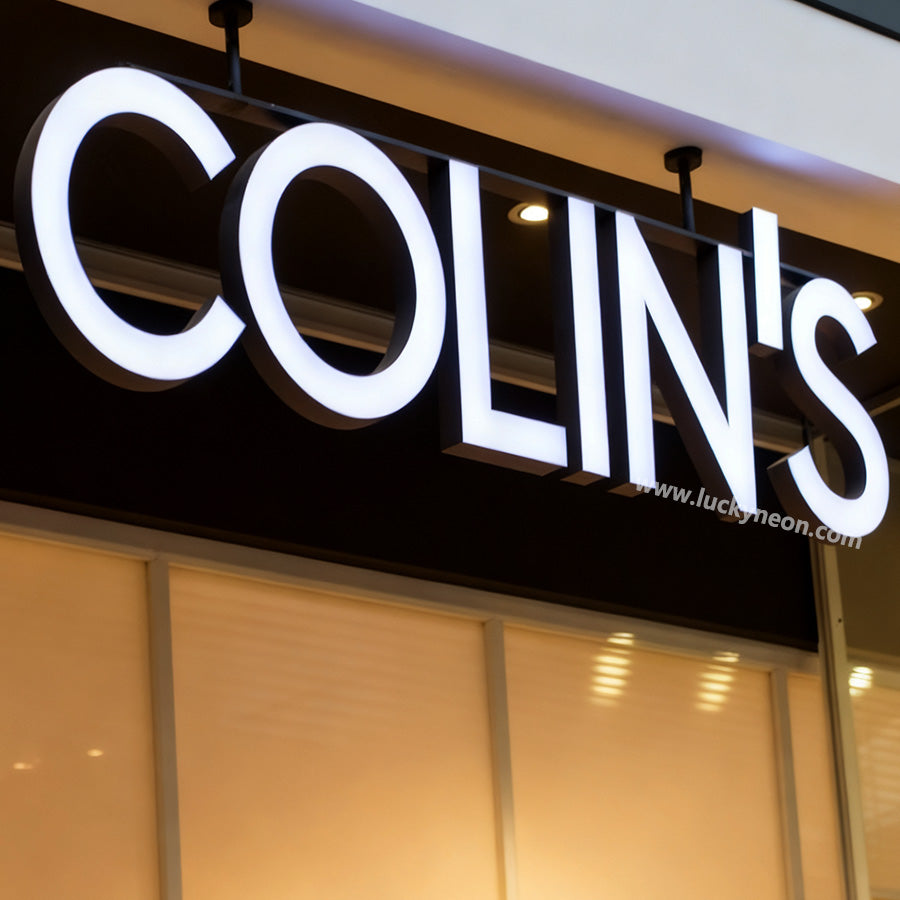 Custom 3D Front-Lit Ceiling Hanging Sign - Raceway Channel Letters