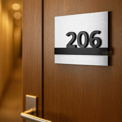 Custom Room Number Plate - Modern Door Sign for Hotels and Apartments